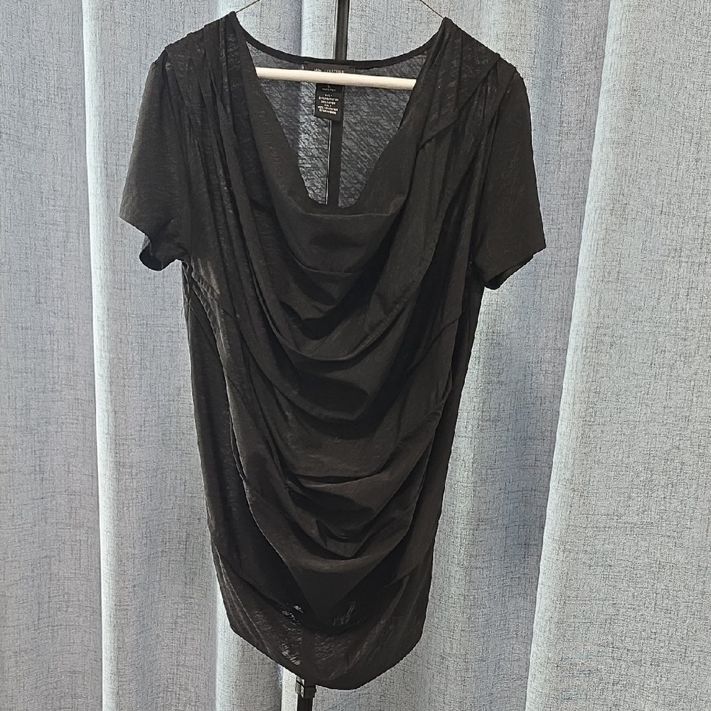 MM Couture Black Draped Blouse